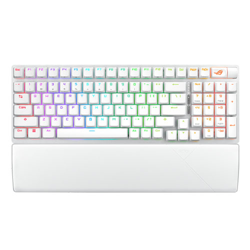 Asus ROG STRIX SCOPE II 96 Wireless Mechanical RGB Gaming Keyboard, 96% Layout, Streamer Hotkeys, Multifunction Controls, Sound-Dampening, White