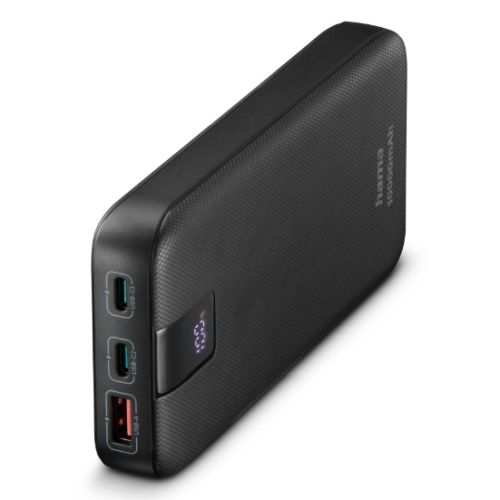 Hama PD 10 10000mAh Fast Charge Powerbank, USB-A, 2x USB-C, LED Capacity Indicator, Grey