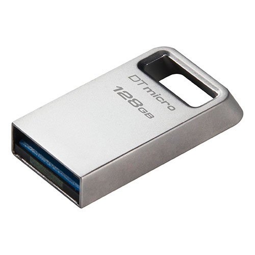 Kingston 128GB DataTraveler Micro Ultra-Small USB 3.2 Gen1 Memory Pen, Capless, Metal Casing, 200MB/s