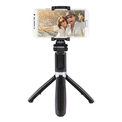 Hama Funstand 57 Compact Selfie Stick/Tripod, Bluetooth Remote Shutter, 57cm Max Length, Phone Clamp