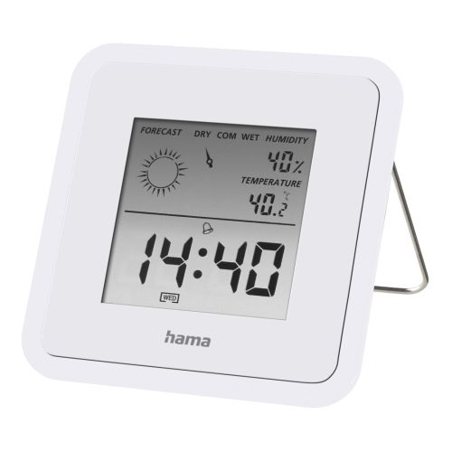 Hama TH50 Thermo/Hygrometer – Thermometer, Hygrometer, Weather Forecast, Date/Time, Alarm, White