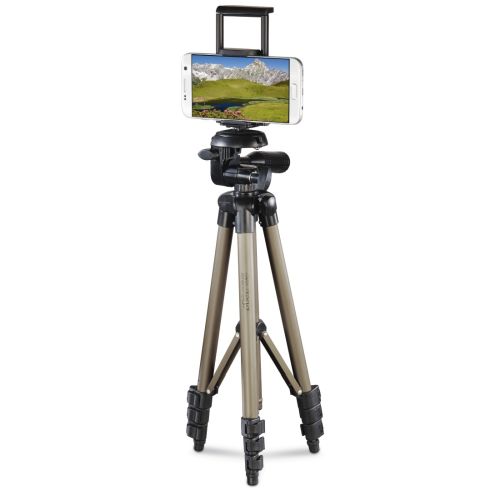 Hama Phone/Tablet Tripod, 3D Tilt Head, 106cm Max Height, 6.4mm Thread & Phone/Tablet Holder, Quick-Change Plate, Spirit Level, Bag