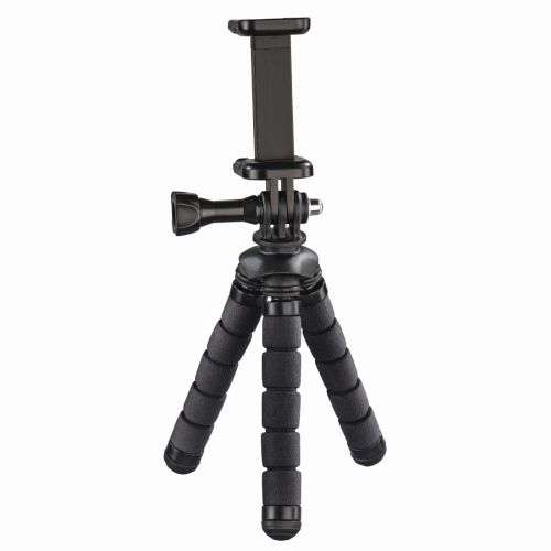 Hama Flex Phone/GoPro Mini-Tripod, 14cm Max Height, 360° Bendable Legs, Adjustable Centre Column