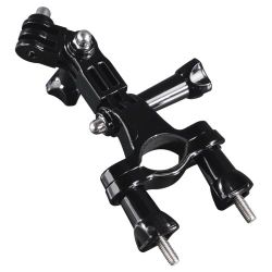 Hama Small PoleHandlebar Mount for GoPro and Action Cameras, 3-Way Pivot Arm, Fits Diameter 1.6 - 4 cm