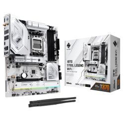 Asrock X870 STEEL LEGEND WIFI, AMD X870, AM5, ATX, 4 DDR5, HDMI, 2 USB4, Wi-Fi 7, 2.5G LAN, RGB, 3x M.2