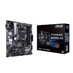 Asus PRIME B450M-A II, AMD B450, AM4, Micro ATX, 4 DDR4, VGA, DVI, HDMI, RGB Header, M.2