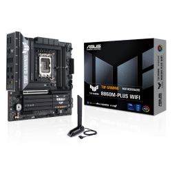 Asus TUF GAMING B860M-PLUS WIFI, Intel B860, 1851, Micro ATX, 4 DDR5, HDMI, DP, USB 20Gbps, Wi-Fi 7, 2.5G LAN, 3x M.2