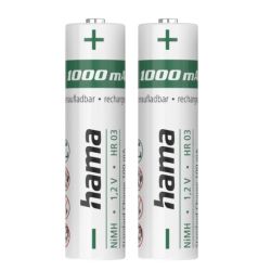 Hama NiMH AAA Micro Rechargeable Batteries 2-Pack, 1000mAh, 1.2V