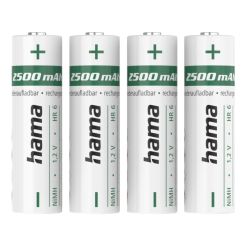 Hama NiMH AA Mignon Rechargeable Batteries 4-Pack, 2500mAh, 1.2V