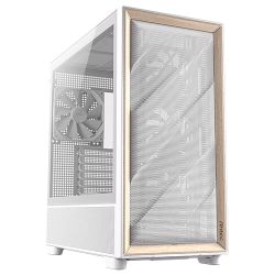 Antec FLUX Gaming Case w Glass Side, E-ATX, Multi Vent Design, MeshWood Front, 5 PWM Fans, ARGB PWM Fan Hub, USB-C, BTF Compatible, White