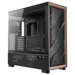 Antec FLUX Pro Gaming Case w Glass Side, E-ATX, Multi Vent Design, MeshWood Front, 6 PWM Fans & Hub, USB-C, CPUGPU Temp Display, Monitoring Software, Black