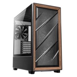 Antec FLUX Gaming Case w Glass Side, E-ATX, Multi Vent Design, MeshWood Front, 5 PWM Fans, ARGB PWM Fan Hub, USB-C, BTF Compatible, Black