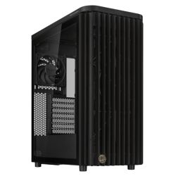 Asus ProArt PA401 Wood TG Gaming Case w Glass Panel, ATX, Front Grill, 2x 16cm Fans, PWM Fan Hub, USB-C 20Gps, Black