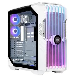 Cooler Master HAF 700 EVO Gaming Case w Glass Side, E-ATX, Multi Chamber, 5x ARGB Fans, ARGB Fan Hub, Front LCD Display, USB-C, White