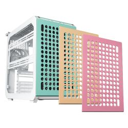 Cooler Master Qube 500 Flatpack Macaron Edition Modular Case w Glass Side, E-ATX, ARGB Fan, Highly Customisable, Multi-Colour Panels