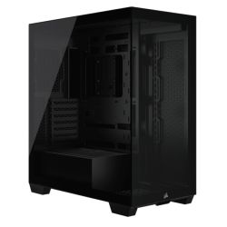 Corsair 3500X Gaming Case w Glass Side & Front, E-ATX, No Fans, USB-C, Asus BTF Compatible, Black