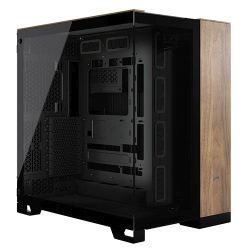 Corsair 6500X Dual Chamber Gaming Case w Glass Side & Front, ATX, Mesh Panels, USB-C, Asus BTF Compatible, BlackWalnut Wood