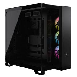 Corsair 6500X RGB iCUE Link Dual Chamber Gaming Case w Glass Side & Front, ATX, 3x RGB Fans, Mesh Panels, USB-C, Asus BTF Compatible, Black