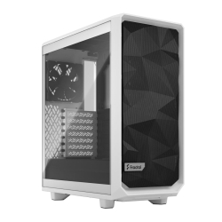 Fractal Design Meshify 2 Compact White TG Gaming Case w Clear Glass Window, ATX, Angular Mesh Front, 3 Fans, Detachable Front Filter, USB-C