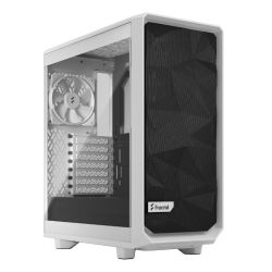 Fractal Design Meshify 2 Compact Lite White TG Gaming Case w Clear Glass Window, ATX, Angular Mesh Front, 3 Fans