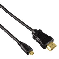 Hama High Speed HDMI Male to HDMI Type-D Micro Male Cable, Ethernet, Gold-Plated, 0.5 Metre