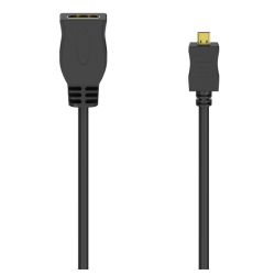 Hama HDMI Type-D Micro Male to HDMI Female Cable, Gold-Plated, 10cm