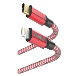 Hama_Reflective_Charging_USB-C_to_Lightning_Cable_480Mbps_Nylon_Sheath_Gold-Plated_1.5_Metre_Red