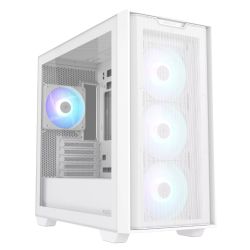 Asus A21 Plus ARGB Gaming Case w Glass Window, Micro ATX, 4x ARGB Fans, 380mm GPU & 360mm Radiator Support, Asus BTF Compatible, White