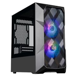 Cooler Master TD300 Mesh Gaming Case w Glass Side, Micro ATX, 2x ARGB Fans, ARGBPWM Hub, 280mm Radiator Support, Black