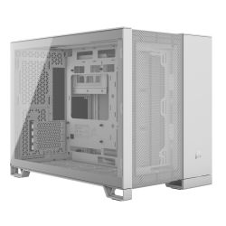 Corsair 2500D Airflow Dual Chamber Gaming Case w Glass Window, Micro ATX, Fully Mesh Panelling, USB-C, Asus BTF Compatible, White