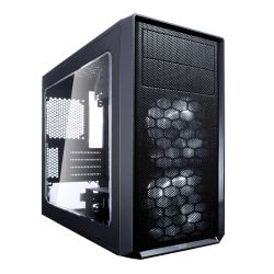 Fractal Design Focus G Mini Black Gaming Case w Clear Window, Micro ATX, 2 White LED Fans, Kensington Bracket, Filtered Front, Top & Base Air Intakes