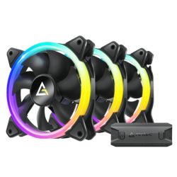 Antec Neon 120 ARGB PWM 12cm Case Fans 3-Pack, ARGB & PWM Fan Controller, Hydro Bearing, 800-1600 RPM, Black