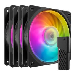 Cooler Master Mobius 120P ARGB PWM 12cm Case Fans 3-Pack, Ring Blade Design, 0-2400 RPM, Loop Dynamic Bearing, Black, ARGB Controller Included