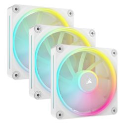 Corsair iCUE LINK LX120 12cm PWM RGB Case Fans 3-Pack, 18 RGB LEDs, Magnetic Dome Bearing, 2400 RPM, iCUE LINK Hub Included, White