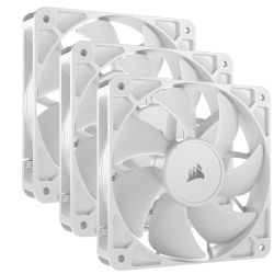 Corsair RS120 PWM 12cm Case Fans 3 Pack, Magnetic Dome Bearing, Daisy-Chain 4-Pin, 2100 RPM, AirGuide Tech, White