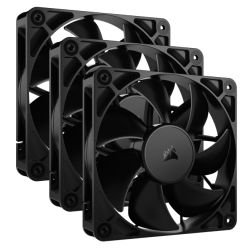 Corsair RS120 PWM 12cm Case Fans 3 Pack, Magnetic Dome Bearing, Daisy-Chain 4-Pin, 2100 RPM, AirGuide Tech, Black