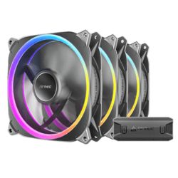 Antec Neo Prizm T3 140 ARGB PWM 14cm Case Fans 3-Pack, 30mm Thick, ARGB & PWM Fan Controller, Hydro Bearing, 600-1500 RPM, Black