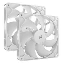 Corsair RS140 PWM 14cm Case Fans 2 Pack, Magnetic Dome Bearing, Daisy-Chain 4-Pin, 1700 RPM, AirGuide Tech, White
