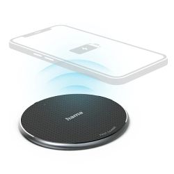 Hama QI-FC10 Wireless Charger, 10W, USB-C, Wireless Smartphone Charging Pad, Black