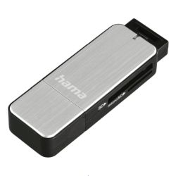 Hama External USB 3.0 Card Reader, SDmicroSD, Silver, USB Powered