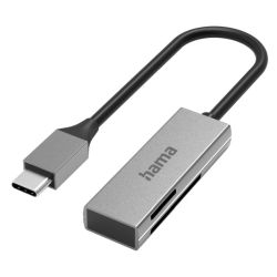 Hama External USB 3.0 Type-C Card Reader, SDmicroSD, Aluminium, USB Powered