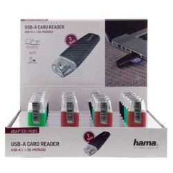 Hama External USB 2.0 Card Reader x24 Multipack, SDmicroSD, Various Colours, Display Case