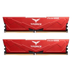 Team T-Force Vulcan 32GB Kit 2 x 16GB, DDR5, 6000MHz PC5-48000, CL38, ECC, XMP 3.0, PMIC, DIMM Memory, Red