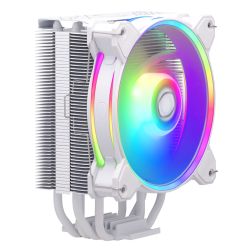 Cooler Master Hyper 212 Halo ARGB Heatsink & Fan, IntelAMD, 4 Heat Pipes, Rifle Bearing Fan, Compact 154mm Height, White