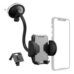 Hama Multi 2-in-1 Mobile Phone Holder, Suction CupGrating Clamp, Flexible Arm, 360° Rotation