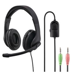 Hama HS-P200 Ultra-lightweight Headset with Boom Microphone, 3.5mm Jacks, Inline Controls