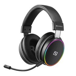 Sandberg HeroBlaster Wireless Gaming Headset, Bluetooth 5.13.5mm Jack, Detachable Mic, Multi-Colour LED lights, 5 Year Warranty