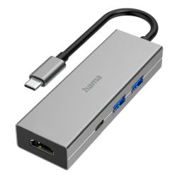 Hama 4-Port USB-C 3.2 Gen1 Hub w HDMI, 2x USB-A, 1x USB-C, 1x HDMI, Aluminium