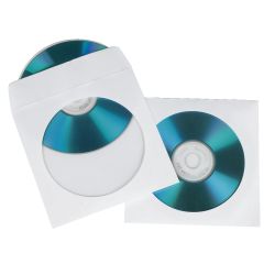 Hama CDDVDBlu-Ray Protective Sleeves x50, White Paper, Transparent Window