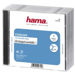 Hama 5x Double CDDVDBlu-Ray Cases, 2 Discs per case, TransparentBlack